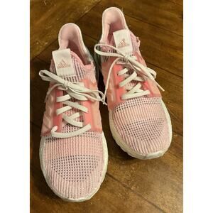 Adidas Ultraboost 19 Running Shoes Cushioned Athletic Pink White Size 9.5